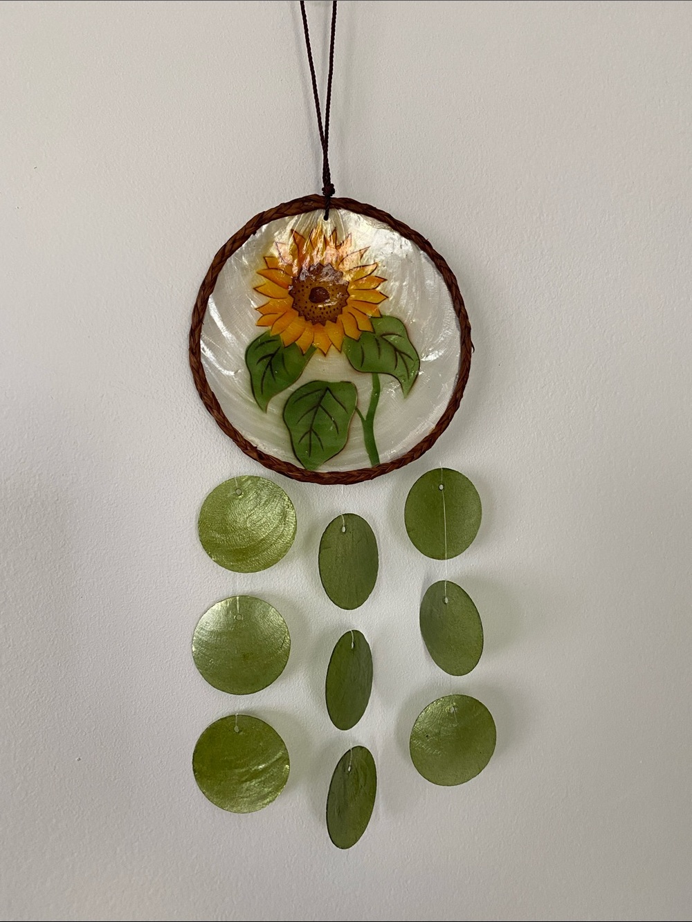 Sunflower Hanging Mobile Wind Chime Sun Catcher - Yellow & Green Decor